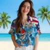 Carolina Panthers Hawaiian Shirt � Surfing Santa Blue, Casual Button Down For Men & Women