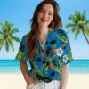 Carolina Panthers Hawaiian Shirt � Toucan Hibiscus Pineapple Blue Green, Casual Button Down For Men & Women