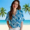 Carolina Panthers Hawaiian Shirt � Tropical Leaf Blue White, Casual Button Down For Men & Women