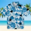 Carolina Panthers Hawaiian Shirt � Tropical Plants Blue White, Casual Button Down For Men & Women