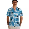 Carolina Panthers Hawaiian Shirt � Tropical Plants Blue White, Casual Button Down For Men & Women
