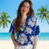 Chicago Cubs Hawaiian Shirt - Hibiscus Blooms Blue White - Gift For Men, Women