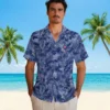 Chicago Cubs Hawaiian Shirt - Leafy Pattern Blue - Gift For Men, Women