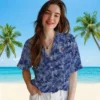 Chicago Cubs Hawaiian Shirt - Leafy Pattern Blue - Gift For Men, Women