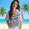 Chicago Cubs Hawaiian Shirt - Palm Island Print Blue White - Gift For Men, Women
