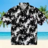 Chicago Cubs Hawaiian Shirt - Palm Motifs Black White - Gift For Men, Women