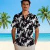 Chicago Cubs Hawaiian Shirt - Palm Motifs Black White - Gift For Men, Women