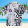 Chicago Cubs Hawaiian Shirt - Palm Stripes Blue Black White - Gift For Men, Women