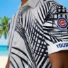 Chicago Cubs Hawaiian Shirt - Palm Stripes Blue Black White - Gift For Men, Women