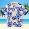 Chicago Cubs Hawaiian Shirt - Patriotic Hibiscus Design Blue White - Gift For Men, Women
