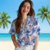 Chicago Cubs Hawaiian Shirt - Tropical Leaves White Aloha Shirt