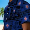 Chicago Cubs Hawaiian Shirt - Tropical Patchwork Blue Black Aloha Shirt