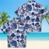 Chicago Cubs Hawaiian Shirt - Tropical Plants Blue White Aloha Shirt