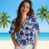 Chicago Cubs Hawaiian Shirt - Tropical Plants Blue White Aloha Shirt