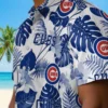 Chicago Cubs Hawaiian Shirt - Tropical Plants Blue White Aloha Shirt