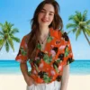 Cincinnati Bengals Hawaiian Shirt � Flamingo Leaf Motif Orange, Casual Button Down For Men & Women