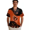 Cincinnati Bengals Hawaiian Shirt � Football Wave Orange Black, Casual Button Down For Men & Women