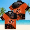 Cincinnati Bengals Hawaiian Shirt � Football Wave Orange Black, Casual Button Down For Men & Women