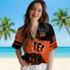 Cincinnati Bengals Hawaiian Shirt � Football Wave Orange Black, Casual Button Down For Men & Women