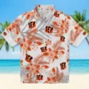 Cincinnati Bengals Hawaiian Shirt � Hibiscus Palm Leaves Orange White, Casual Button Down For Men & Women