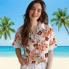 Cincinnati Bengals Hawaiian Shirt � Hibiscus Palm Leaves Orange White, Casual Button Down For Men & Women