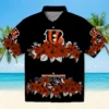 Cincinnati Bengals Hawaiian Shirt � Hibiscus Stripe Orange Black, Casual Button Down For Men & Women