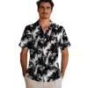 Cincinnati Bengals Hawaiian Shirt � Palm Motifs Black White, Casual Button Down For Men & Women