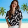 Cincinnati Bengals Hawaiian Shirt � Palm Motifs Black White, Casual Button Down For Men & Women