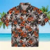 Cincinnati Bengals Hawaiian Shirt � Palm Pattern Orange Black, Casual Button Down For Men & Women