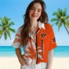 Cincinnati Bengals Hawaiian Shirt � Palm Trees Orange White, Casual Button Down For Men & Women