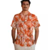 Cincinnati Bengals Hawaiian Shirt � Tropical Leaf Orange White, Casual Button Down For Men & Women