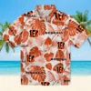 Cincinnati Bengals Hawaiian Shirt � Tropical Plants Orange White, Casual Button Down For Men & Women