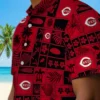 Cincinnati Reds Hawaiian Shirt - Tropical Patchwork Red Black Aloha Shirt