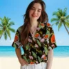 Cleveland Browns Hawaiian Shirt � Flamingo Leaves Brown, Casual Button Down For Men & Women