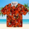 Cleveland Browns Hawaiian Shirt � Floral Toucan Brown Red, Casual Button Down For Men & Women