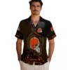 Cleveland Browns Hawaiian Shirt � Football Wave Brown Black, Casual Button Down For Men & Women