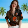 Cleveland Browns Hawaiian Shirt � Football Wave Brown Black, Casual Button Down For Men & Women