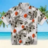 Cleveland Browns Hawaiian Shirt � Hibiscus Palm Leaves Brown White, Casual Button Down For Men & Women