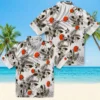 Cleveland Browns Hawaiian Shirt � Hibiscus Palm Leaves Brown White, Casual Button Down For Men & Women