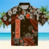Cleveland Browns Hawaiian Shirt � Hibiscus Print Brown, Casual Button Down For Men & Women