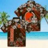 Cleveland Browns Hawaiian Shirt � Hibiscus Print Brown, Casual Button Down For Men & Women