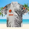 Cleveland Browns Hawaiian Shirt � Palm Stripes Brown Black White, Casual Button Down For Men & Women