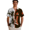 Cleveland Browns Hawaiian Shirt � Palm Trees Brown White, Casual Button Down For Men & Women