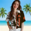 Cleveland Browns Hawaiian Shirt � Palm Trees Brown White, Casual Button Down For Men & Women