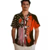 Cleveland Browns Hawaiian Shirt - Personalized Baseball Floral Stitched Flag Brown Aloha Shirt