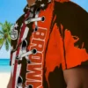 Cleveland Browns Hawaiian Shirt - Personalized Baseball Floral Stitched Flag Brown Aloha Shirt