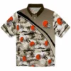 Cleveland Browns Hawaiian Shirt - Personalized Baseball Floral Sunset Palms Brown White Aloha Shirt