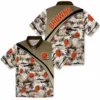 Cleveland Browns Hawaiian Shirt - Personalized Baseball Floral Sunset Palms Brown White Aloha Shirt