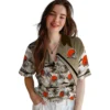 Cleveland Browns Hawaiian Shirt - Personalized Baseball Floral Sunset Palms Brown White Aloha Shirt
