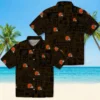 Cleveland Browns Hawaiian Shirt - Personalized Baseball Floral Tropical Patchwork Brown Black Aloha Shirt